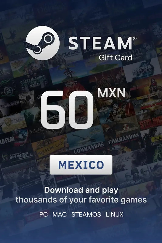 Tarjeta Steam $60 (Cashback 30%)