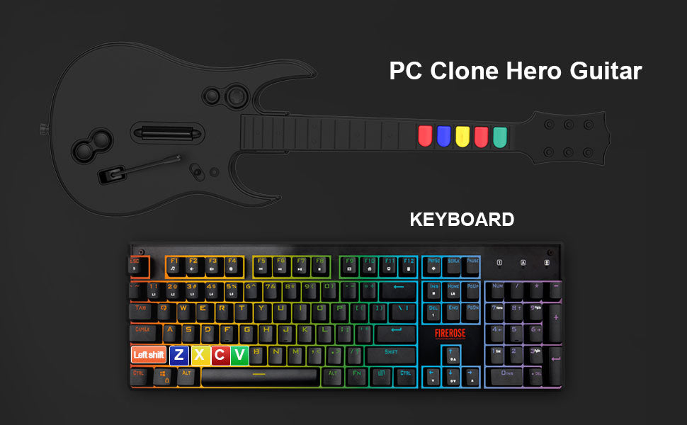 DOYO 2.4G Wireless Guitar Hero Controller for PC PS3 Compatible With Clone Hero Rock Band Games Remote Joystick Console