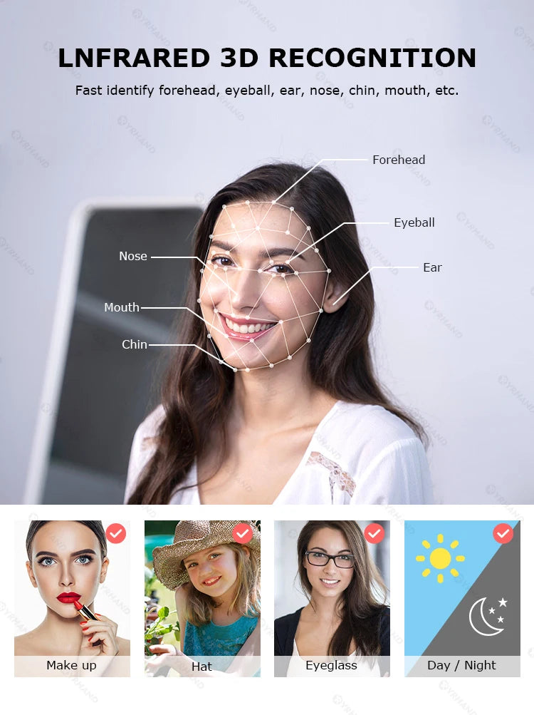 YRHAND V8 From Mexico cerradura inteligente Electrónica Tuya WiFi Waterpoof 3D face Unlock Intercom Smart Door Lock For home