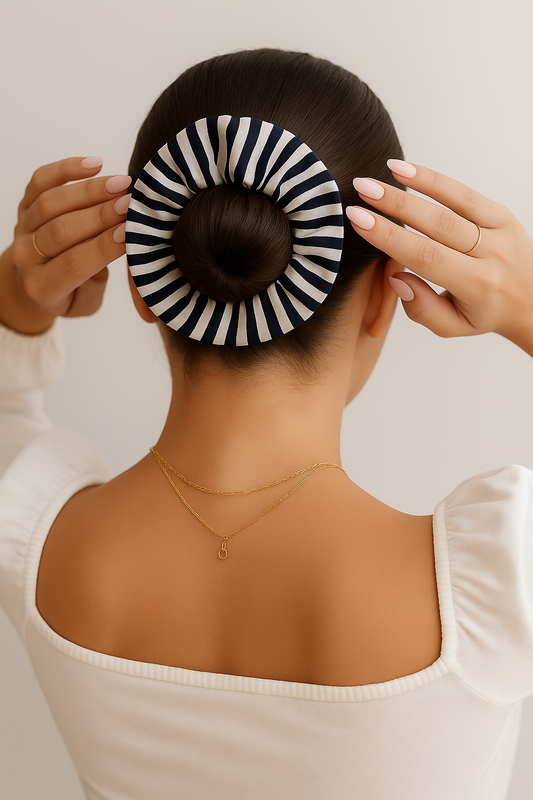 Scrunchie rayas azul y blanco