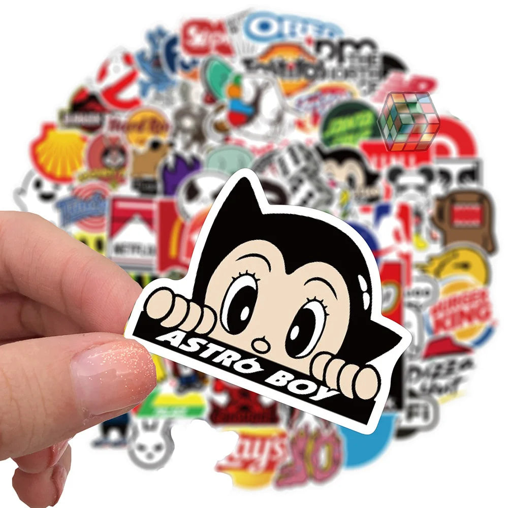 10/30/50/101pcs Cool Brand Logo Stickers Decal Skateboard Phone Car Guitar Luggage Wall DIY Waterproof Graffiti Sticker Kids Toy
