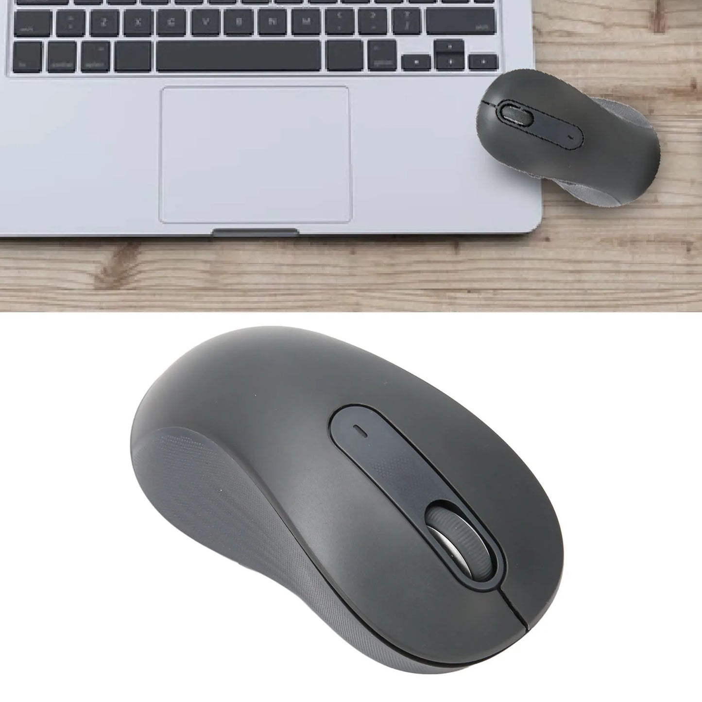 Laptop Mouse Silent Click Plug and Play Anti Fatigue Black Mouse Wireless Light Portable Dual Mode Adjustable DPI for Travel