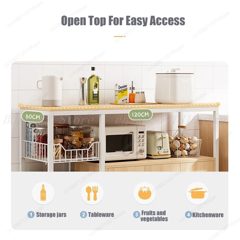 Kitchen Storage Cabinet Shelf Floor-standing Multi-layer Fruit And Vegetable Rack Microwave Storage Closet Organizer For Kitchen