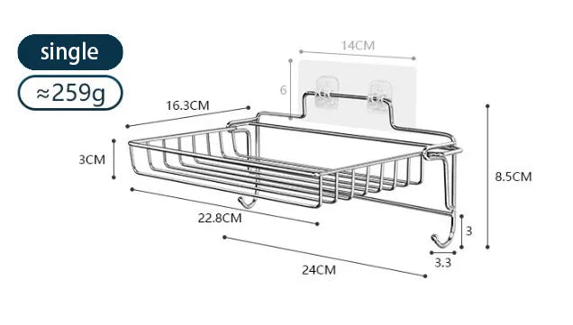 Bathroom Stainless Steel Storage Rack Multi-layer Kitchen Organizer Multi-function Folding Storage Shelf No Hole Punching