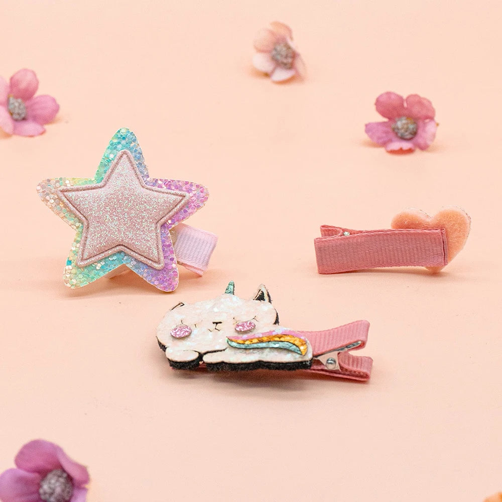 4 Pieces of Hair Accessories Kittens and Stars Design Suitable for Daily Life or Parties
