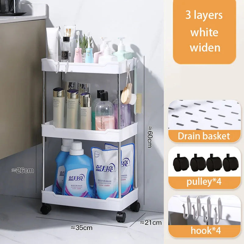Bathroom Cart Storage Rack Floor-mounted Multi-layer Toilet Storage Living Room Storage Cart Kitchen Gap Storage Shelf