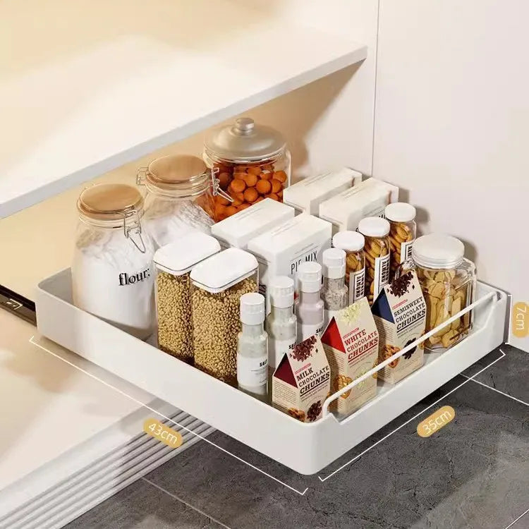 Kitchen Rack Pot Storage Box Seasoning Rack Under Sink Pull-out Deep Cabinet Slide Rail Basket Shelves  Floating Shelf