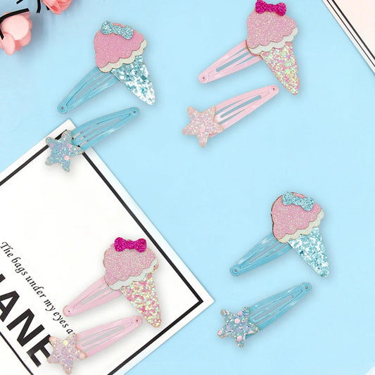Rolling Accesories Set of 8 Hair Pins Ice Cream Cone and Star Design