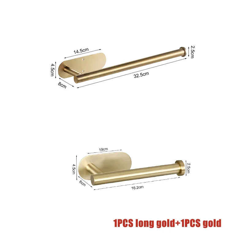 Adhesive Toilet Paper Holder Stainless Steel Wall Mount Kitchen Roll Towel Rack Napkin Dispenser Absorbent Stand Tissue Hanger