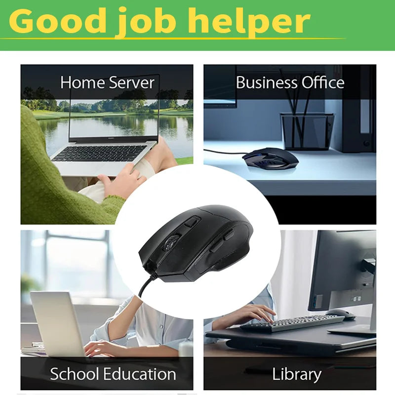 Business Black High Quality Ergonomic Design Gaming Mouse USB Wired Mouse Office Mute Support Desktop Computer Laptop