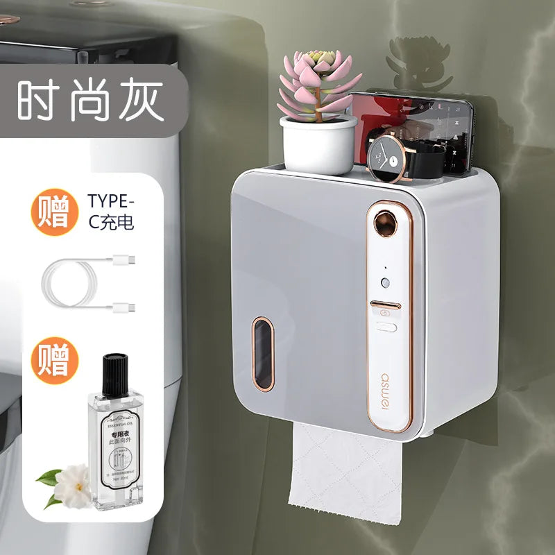 Intelligent aromatherapy toilet tissue box storage rack toilet paper toilet paper roll paper box without punching waterproof