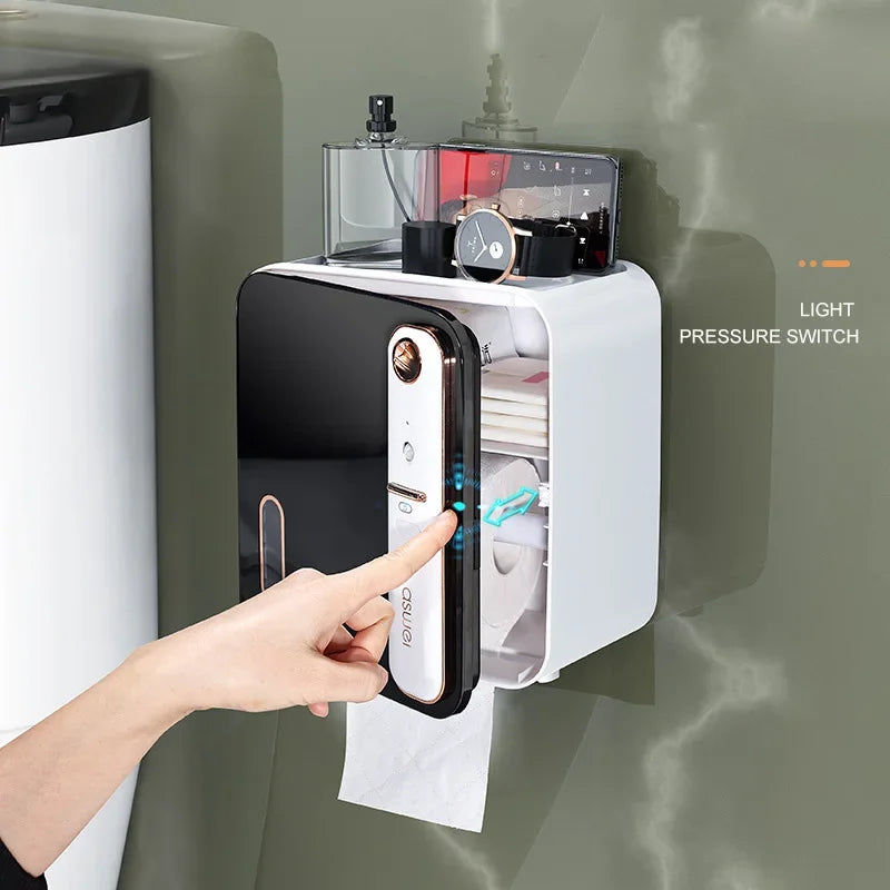 Intelligent aromatherapy toilet tissue box storage rack toilet paper toilet paper roll paper box without punching waterproof