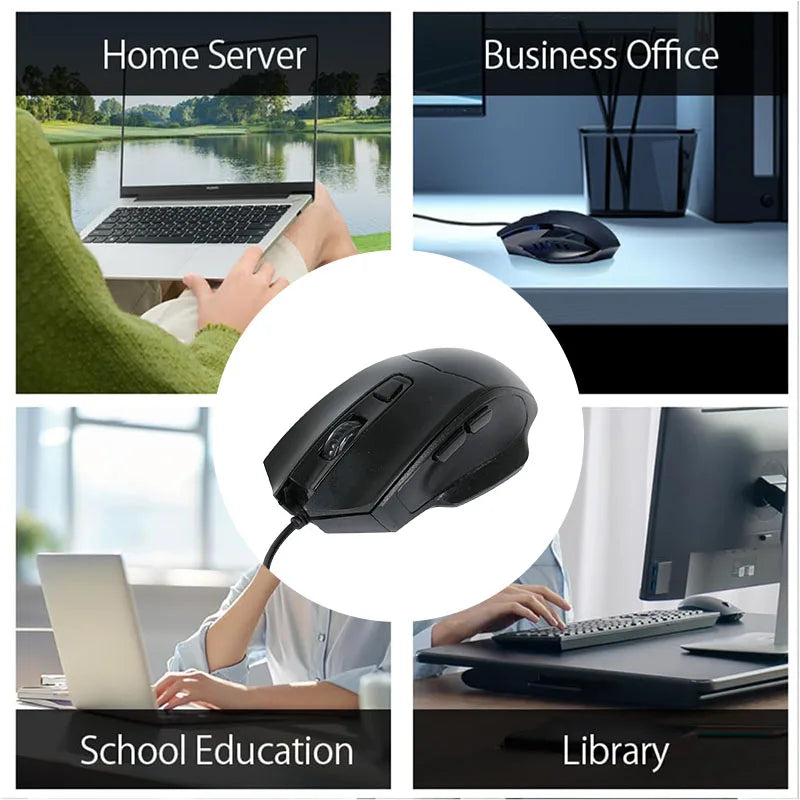USB Optical Wired Mouse Laptop Home Office Mouse Anti Slip Roller 3D