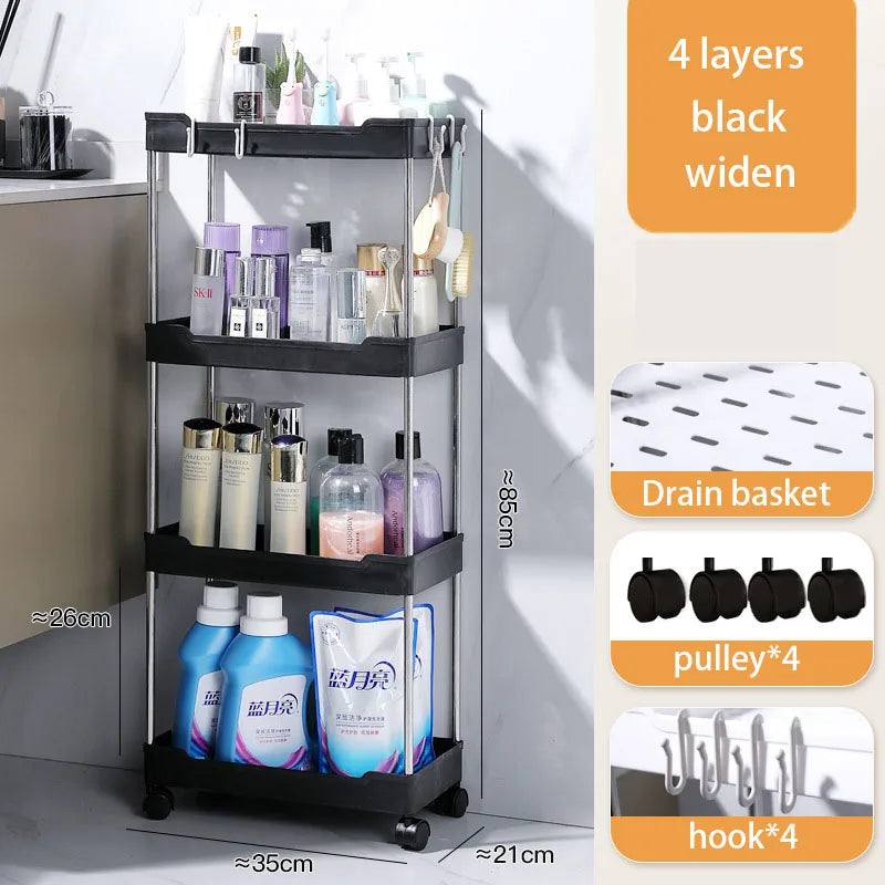 Bathroom Cart Storage Rack Floor-mounted Multi-layer Toilet Storage Living Room Storage Cart Kitchen Gap Storage Shelf