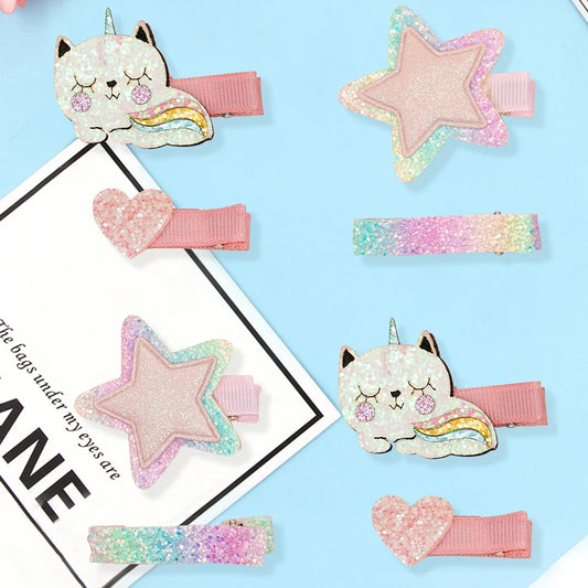 4 Pieces of Hair Accessories Kittens and Stars Design Suitable for Daily Life or Parties