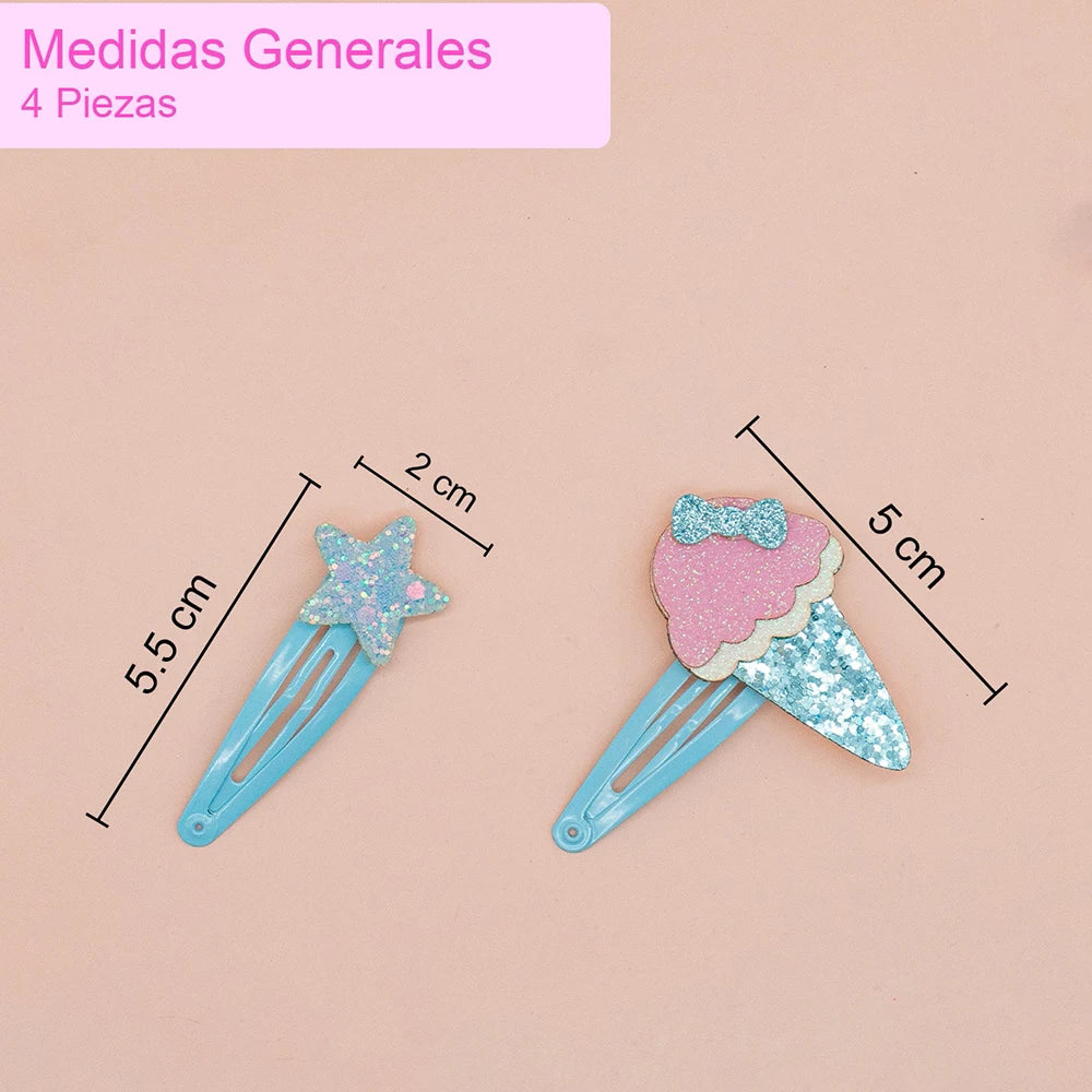 Rolling Accesories Set of 8 Hair Pins Ice Cream Cone and Star Design