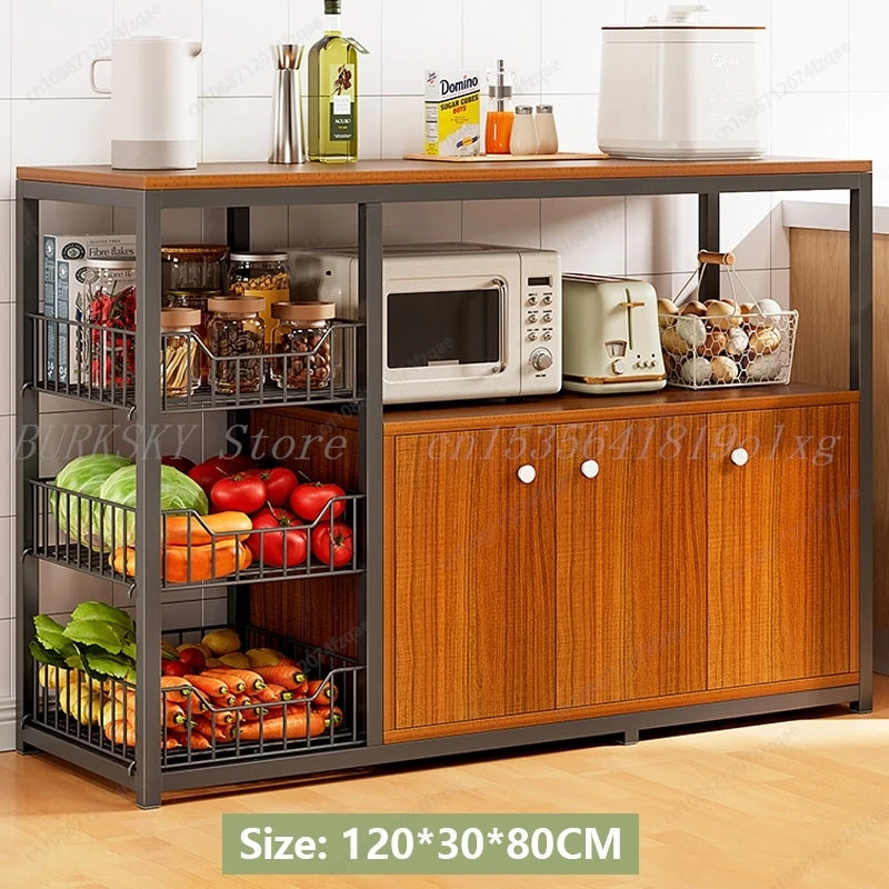 Kitchen Storage Cabinet Shelf Floor-standing Multi-layer Fruit And Vegetable Rack Microwave Storage Closet Organizer For Kitchen