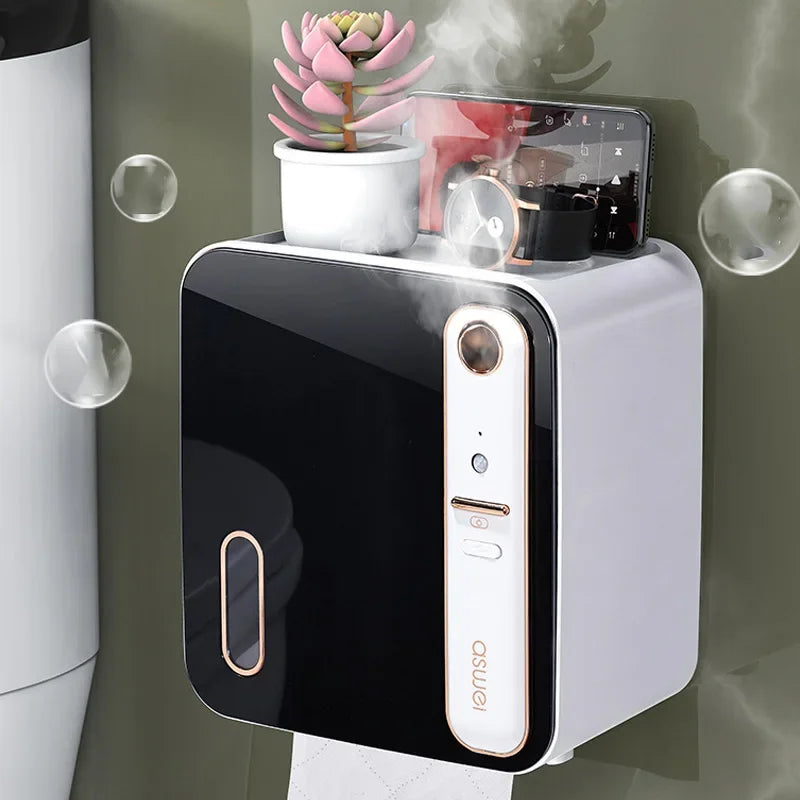 Intelligent aromatherapy toilet tissue box storage rack toilet paper toilet paper roll paper box without punching waterproof