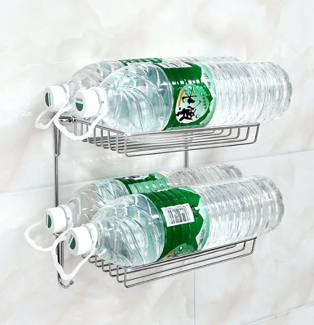 Bathroom Stainless Steel Storage Rack Multi-layer Kitchen Organizer Multi-function Folding Storage Shelf No Hole Punching