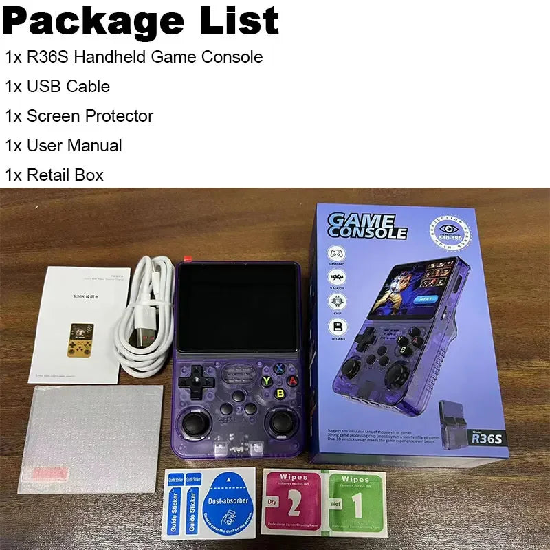 R36S Handheld Game Console 3.5Inch IPS Screen 128G Classic Retro Games Consoles Arkos System Portable Pocket Video Game Player