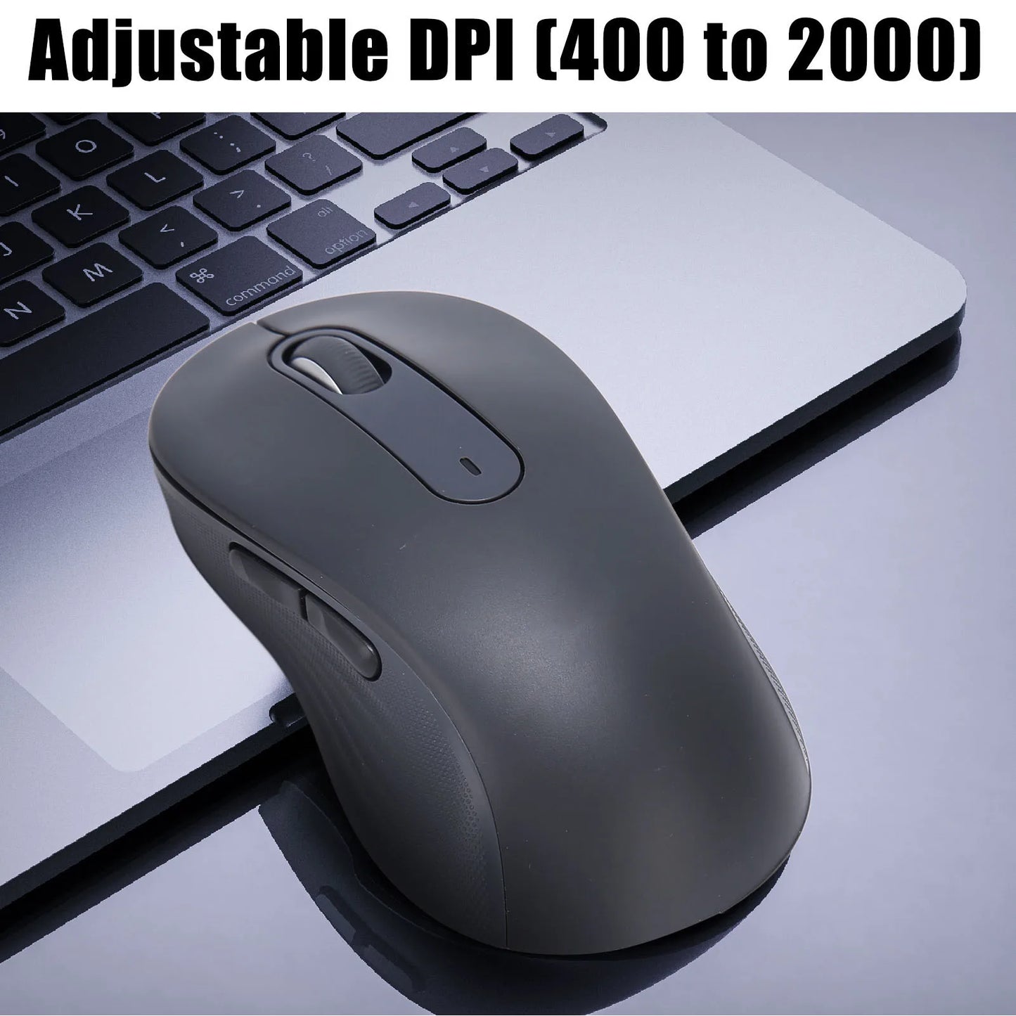 Laptop Mouse Silent Click Plug and Play Anti Fatigue Black Mouse Wireless Light Portable Dual Mode Adjustable DPI for Travel