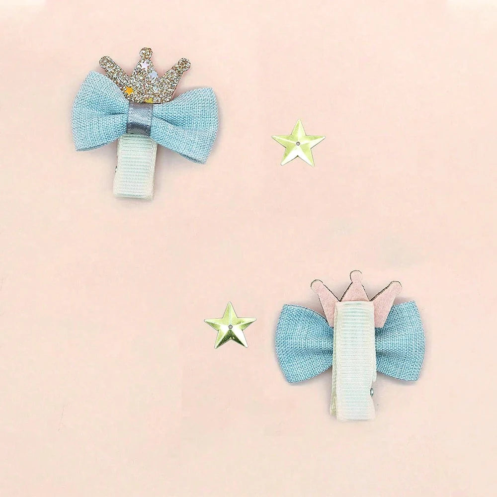 4 Pieces Sweet Hair Clips for Girls with Bow and Crown Cute Bangs for Side Kids Hair Accessories for Front