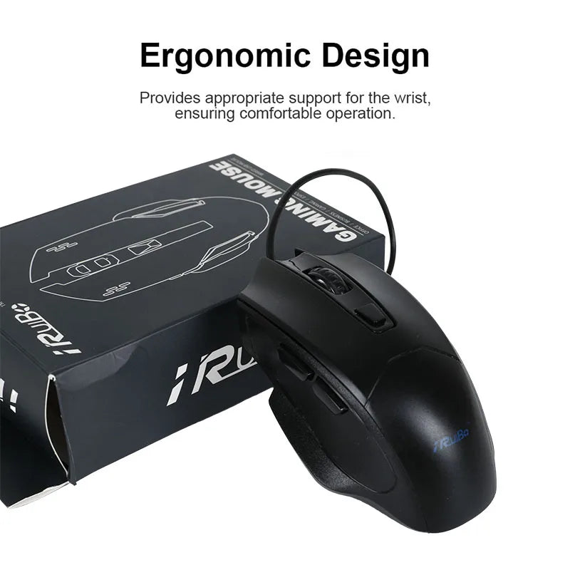 USB Optical Wired Mouse Laptop Home Office Mouse Anti Slip Roller 3D