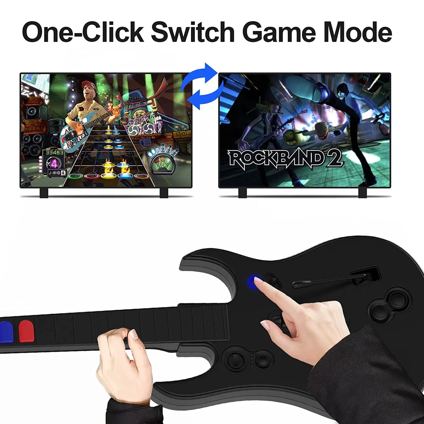 DOYO 2.4G Wireless Guitar Hero Controller for PC PS3 Compatible With Clone Hero Rock Band Games Remote Joystick Console