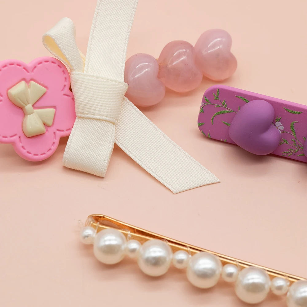 Hair Pins 18 Pieces, Pearl, Hearts and Bows Designs