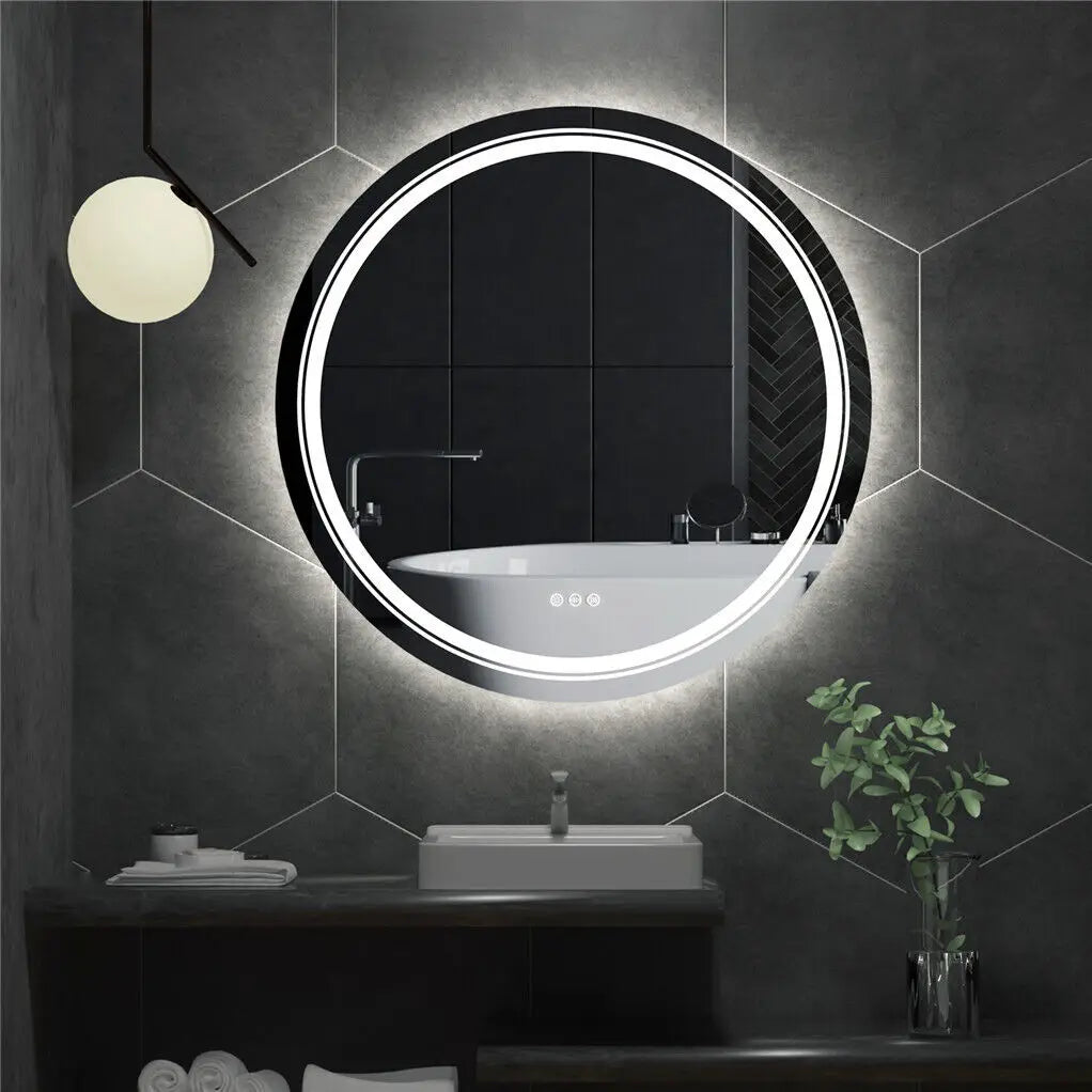 LUVODI Round Smart Mirror Bathroom Illuminate Waterproof Wash Basin Shower Vanity Mirror with Touch Screen