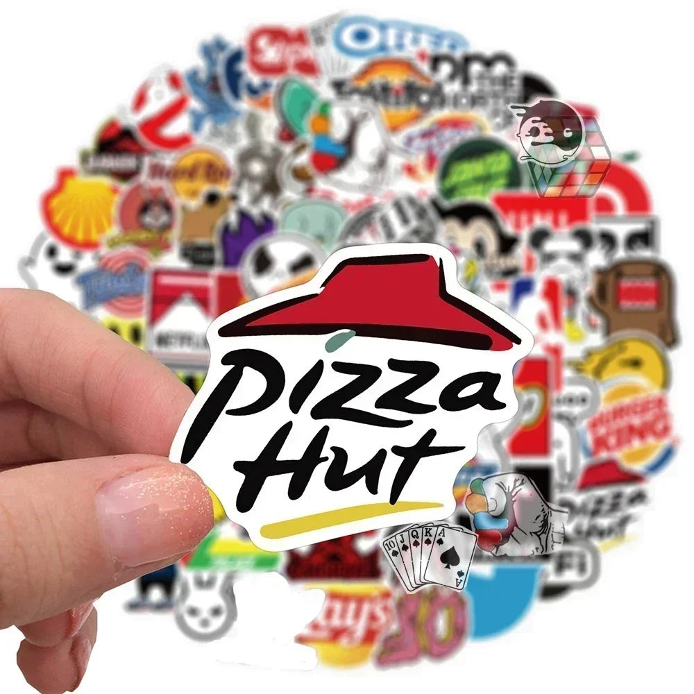 100Pcs Fashion Brand Logo Stickers DIY Skateboard Laptop Luggage Car Bike Motorcycle Phone Cool Aesthetics Sticker Decals Toy