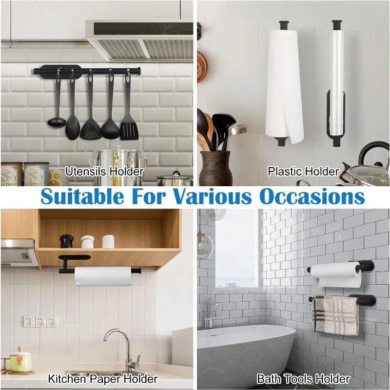 Adhesive Toilet Paper Holder Stainless Steel Wall Mount Kitchen Roll Towel Rack Napkin Dispenser Absorbent Stand Tissue Hanger