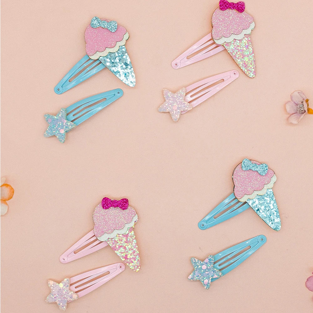 Rolling Accesories Set of 8 Hair Pins Ice Cream Cone and Star Design