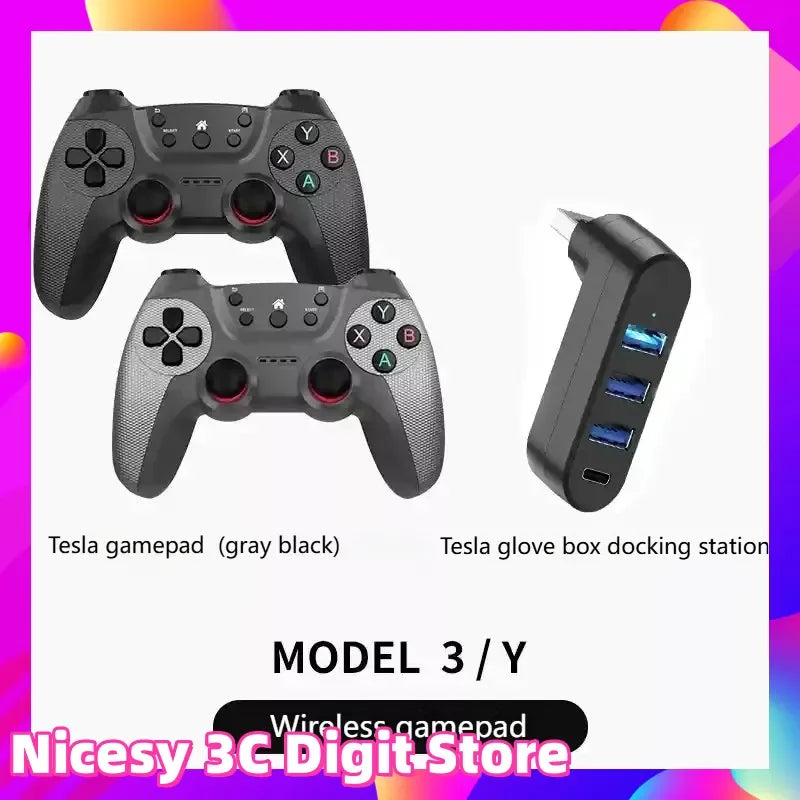 Wireless USB Game Controller for Tesla Model Y/3/X/S Double Player Online TV PC PS3 Steam Compatible Gaming Accessory