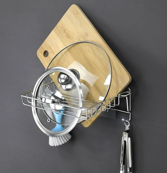 Bathroom Stainless Steel Storage Rack Multi-layer Kitchen Organizer Multi-function Folding Storage Shelf No Hole Punching