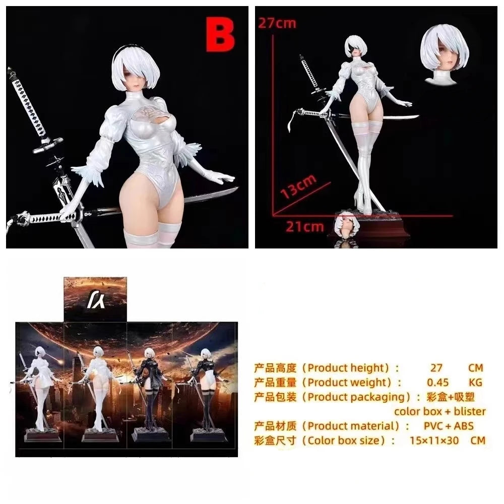 27.5cm Nier Automata 2b Four Styles Game Girl Figure Mechanical Lifeform Statue Collection Desktop Decoration Ornament Toys Gift