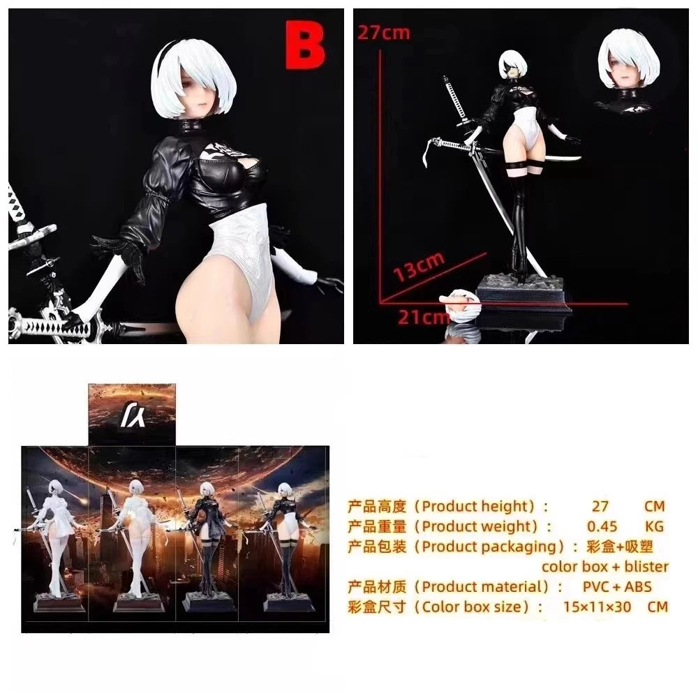 27.5cm Nier Automata 2b Four Styles Game Girl Figure Mechanical Lifeform Statue Collection Desktop Decoration Ornament Toys Gift
