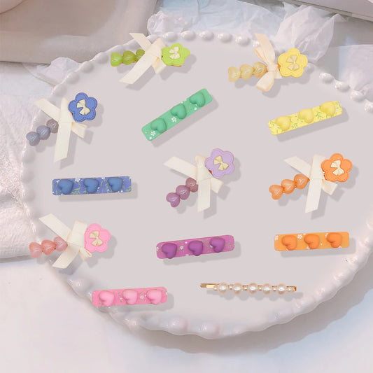 Hair Pins 18 Pieces, Pearl, Hearts and Bows Designs