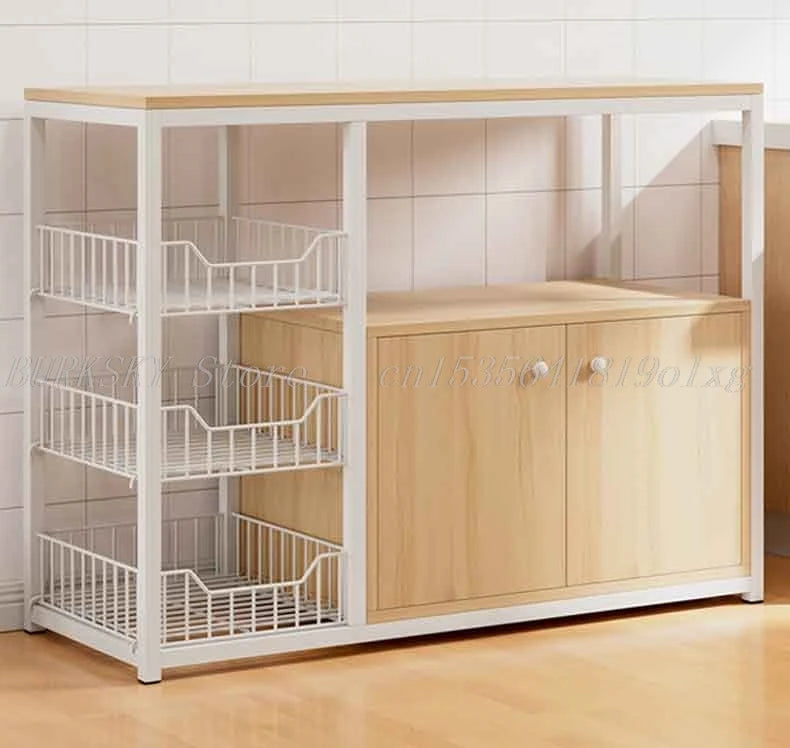 Kitchen Storage Cabinet Shelf Floor-standing Multi-layer Fruit And Vegetable Rack Microwave Storage Closet Organizer For Kitchen