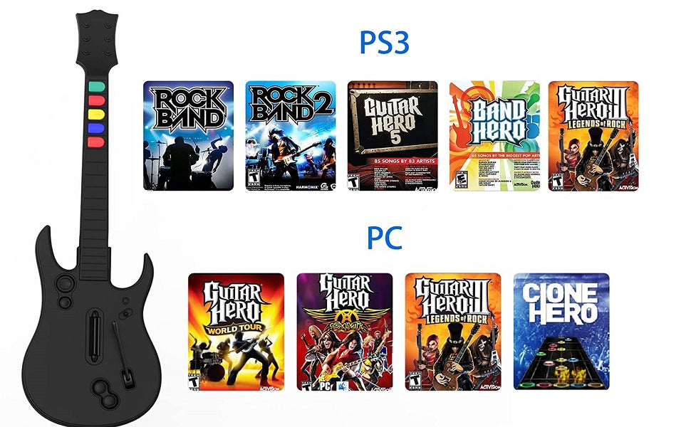 DOYO 2.4G Wireless Guitar Hero Controller for PC PS3 Compatible With Clone Hero Rock Band Games Remote Joystick Console