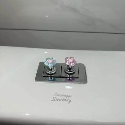 2 PCS Flower Shape Toilet Press, Toilet Push Button Press, Water Tank Pressure Switch, Nail Protector, Bathroom Decoration, 1 PCS