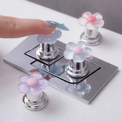 2 PCS Flower Shape Toilet Press, Toilet Push Button Press, Water Tank Pressure Switch, Nail Protector, Bathroom Decoration, 1 PCS