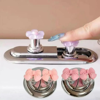 2 PCS Flower Shape Toilet Press, Toilet Push Button Press, Water Tank Pressure Switch, Nail Protector, Bathroom Decoration, 1 PCS