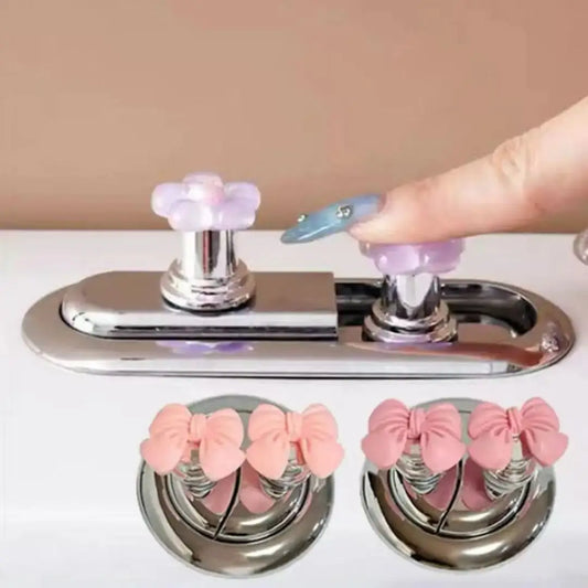 2 PCS Flower Shape Toilet Press, Toilet Push Button Press, Water Tank Pressure Switch, Nail Protector, Bathroom Decoration, 1 PCS