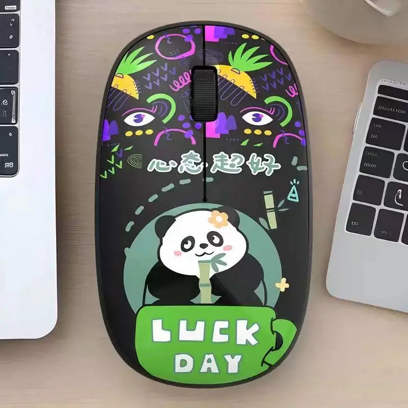 Wireless Cartoon Mouse 2.4g USB Bluetooth Optional Kawaii Mice Silent Computer Gamer Mouse for Laptop Pc Patterns Shipped Randomly.