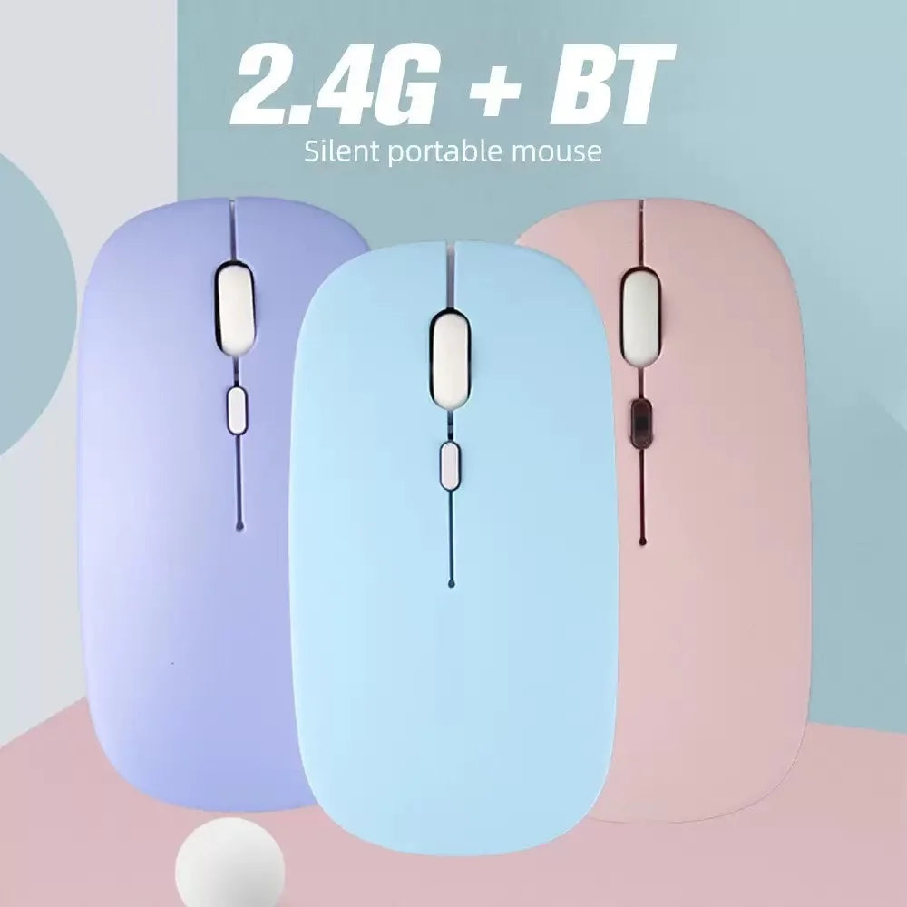Wireless Cartoon Mouse 2.4g USB Bluetooth Optional Kawaii Mice Silent Computer Gamer Mouse for Laptop Pc Patterns Shipped Randomly.