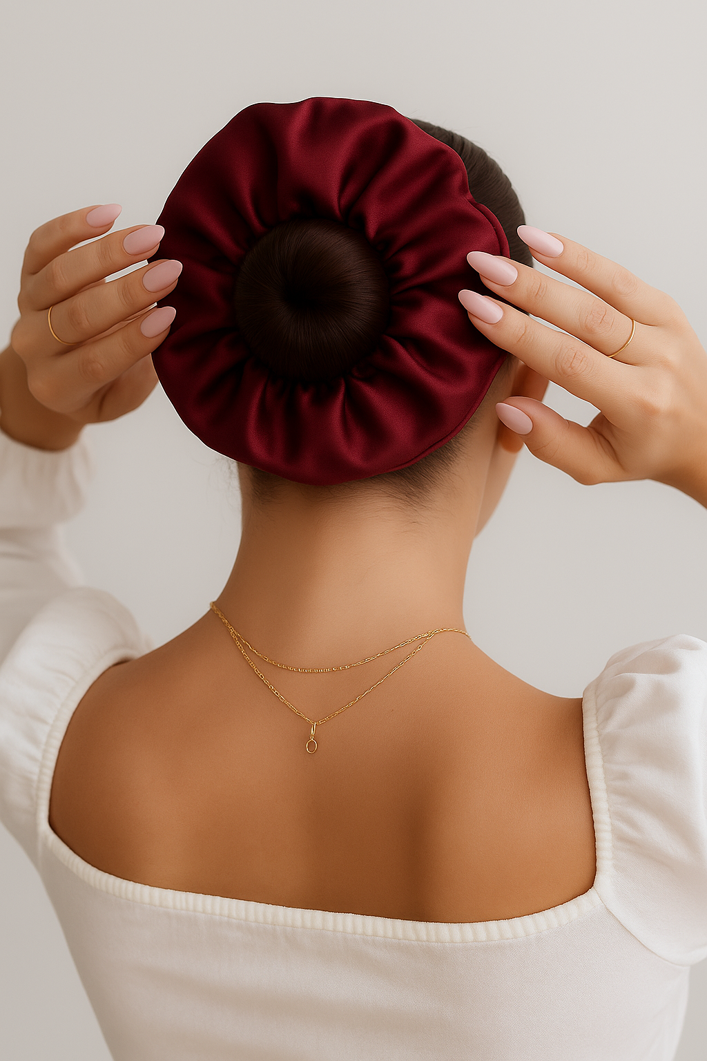 Scrunchie de seda guinda