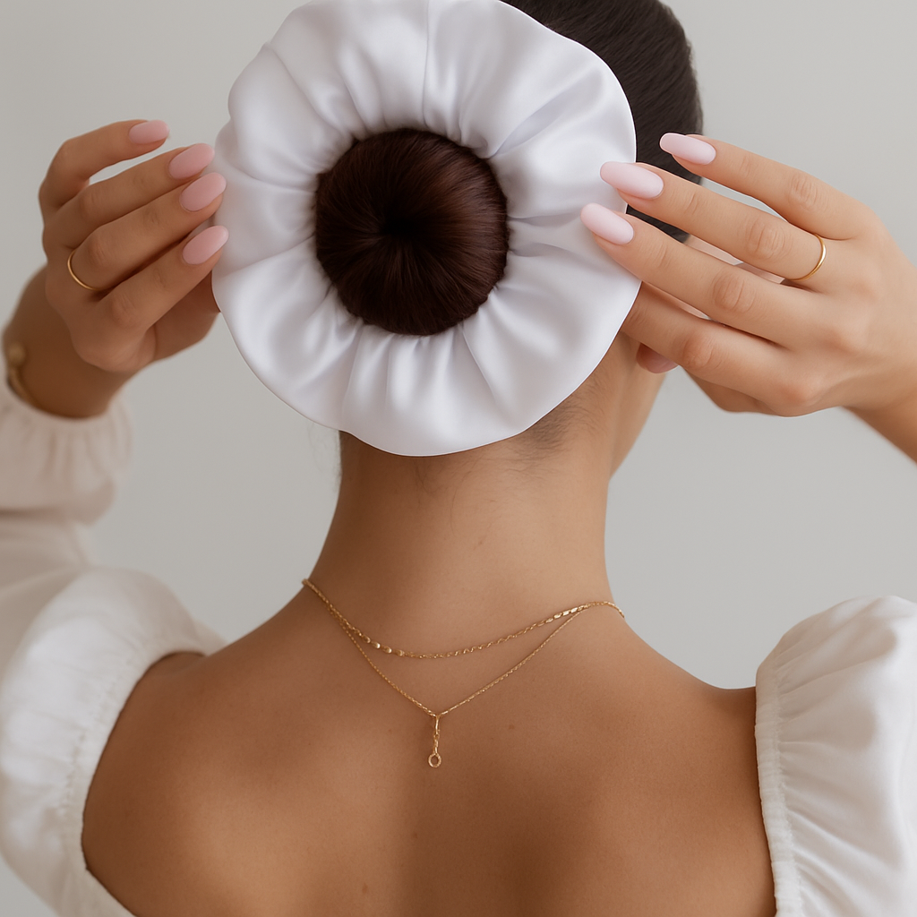 Scrunchie de seda blanco