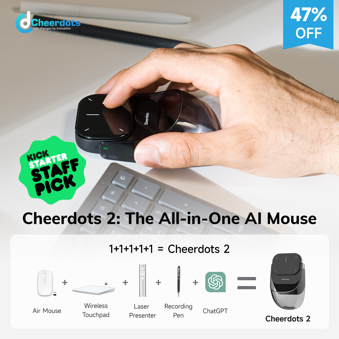 Cheerdots 2 Detachable Air Mouse Wireless Touchpad Wireless Pocket AI Recording Controll ChatGpt Office All-in-one Enabled Mouse