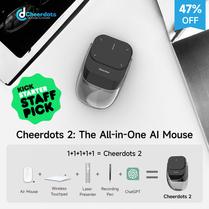 Cheerdots 2 Detachable Air Mouse Wireless Touchpad Wireless Pocket AI Recording Controll ChatGpt Office All-in-one Enabled Mouse